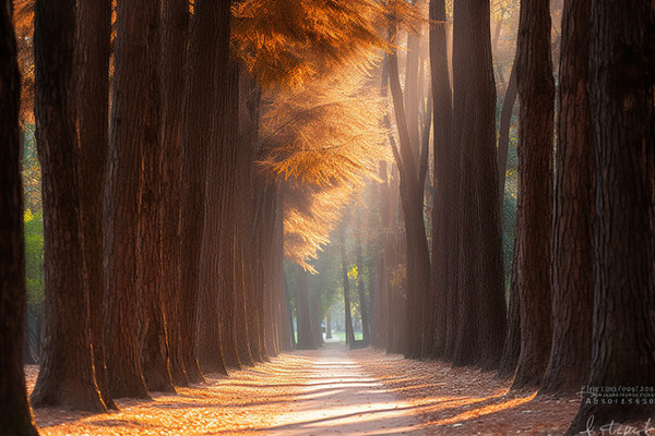 Sendero arbolado con luz suave, ideal para una caminata tranquila